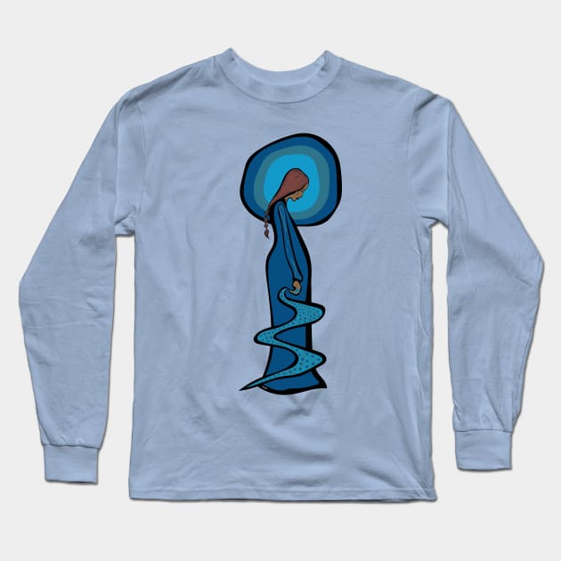 Water Woman Indigenous WAWEZHI CANADA Long Sleeve T-Shirt by WAWEZHI